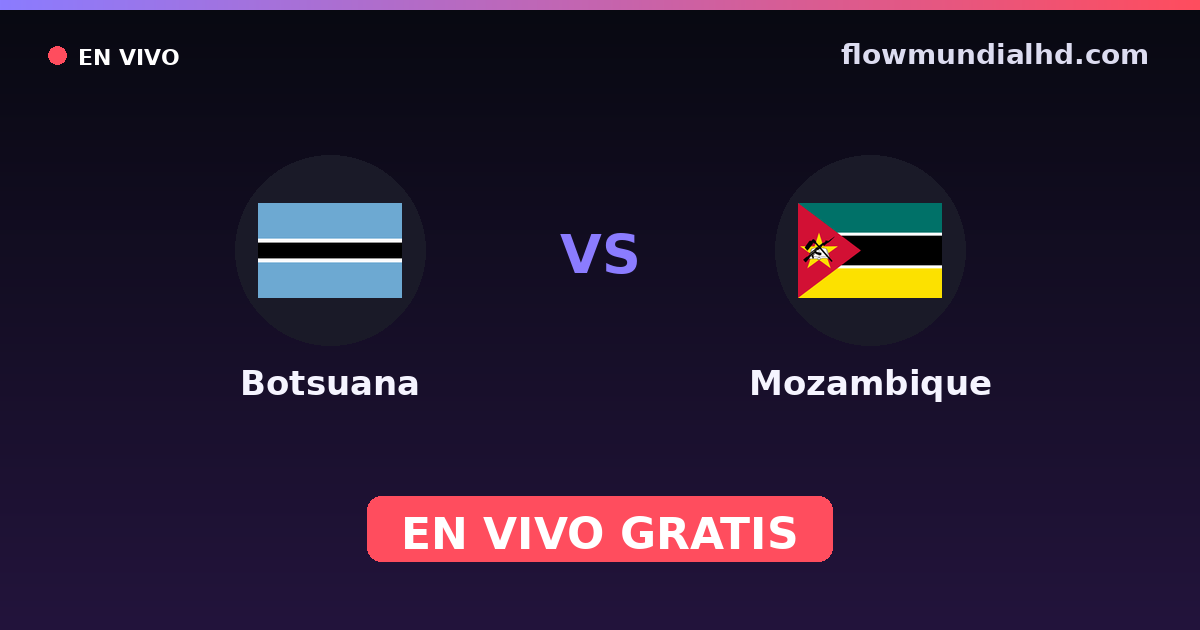 Botsuana vs Mozambique — Copa COSAFA, World Cup Qual. CAF · historial y dónde ver en vivo gratis en FlowMundial HD