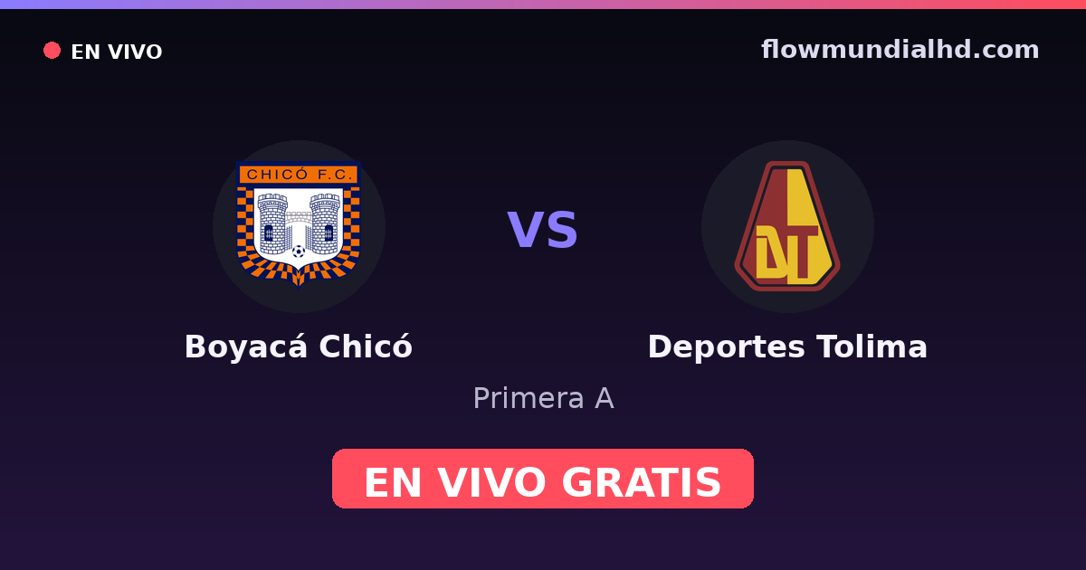 Boyacá Chicó vs Deportes Tolima — Primera A · historial y dónde ver en vivo gratis en FlowMundial HD