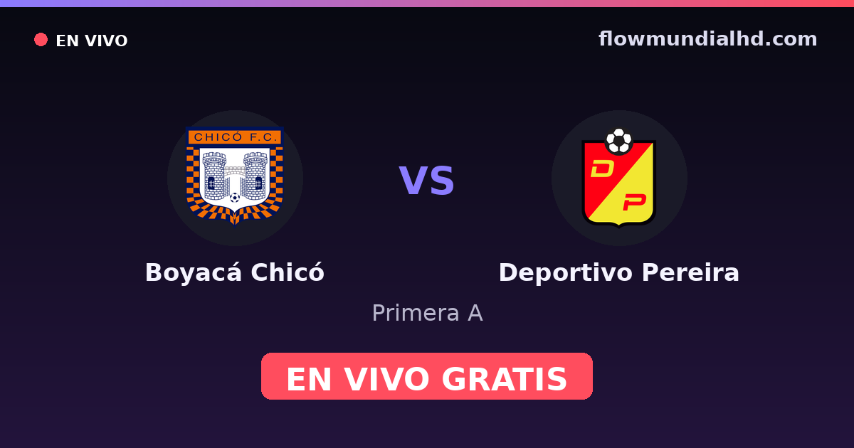 Boyacá Chicó vs Deportivo Pereira — Primera A · historial y dónde ver en vivo gratis en FlowMundial HD