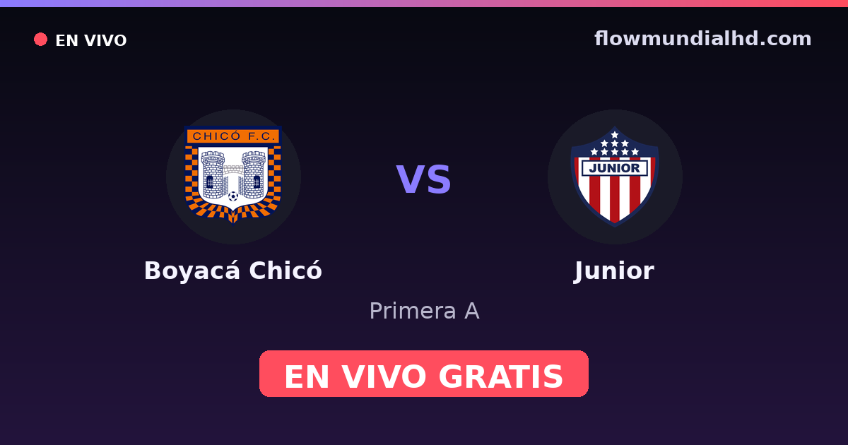 Boyacá Chicó vs Junior — Primera A · historial y dónde ver en vivo gratis en FlowMundial HD