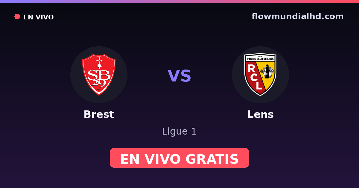 Brest vs Lens — Ligue 1 · historial y dónde ver en vivo gratis en FlowMundial HD