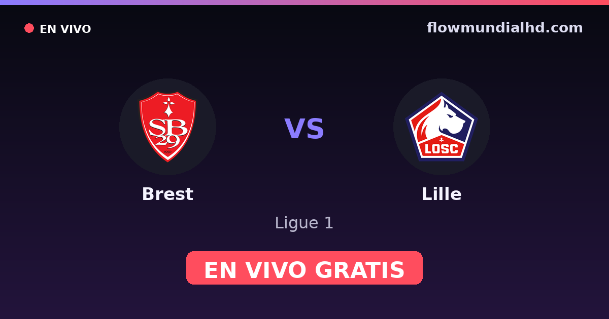 Brest vs Lille — Ligue 1 · historial y dónde ver en vivo gratis en FlowMundial HD