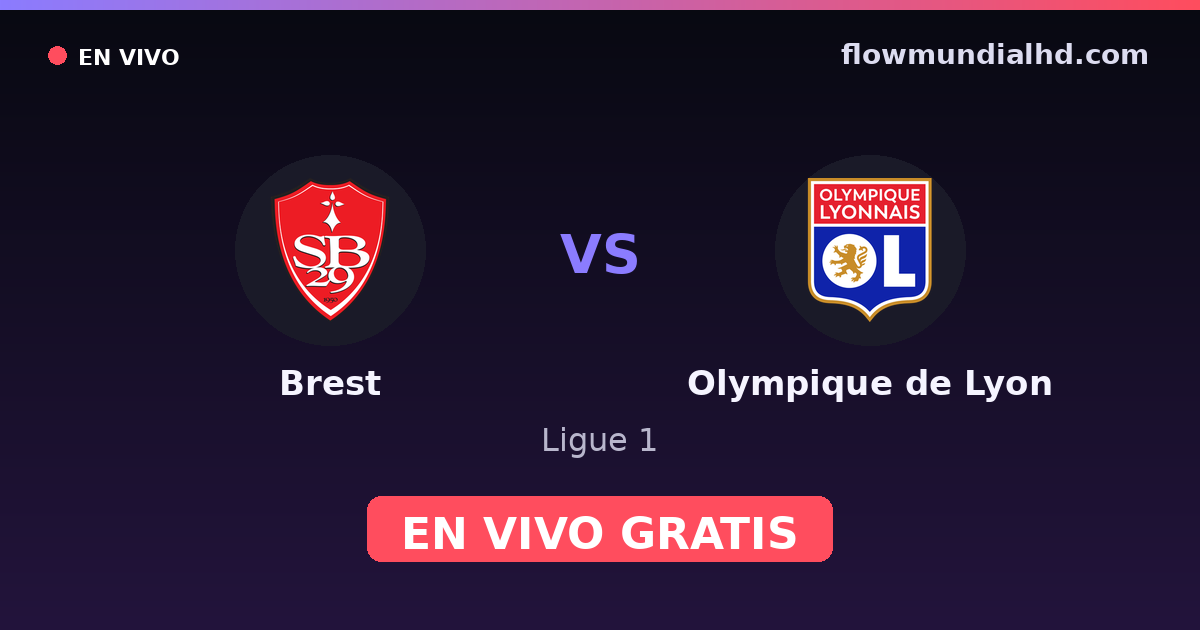 Brest vs Olympique de Lyon — Ligue 1 · historial y dónde ver en vivo gratis en FlowMundial HD