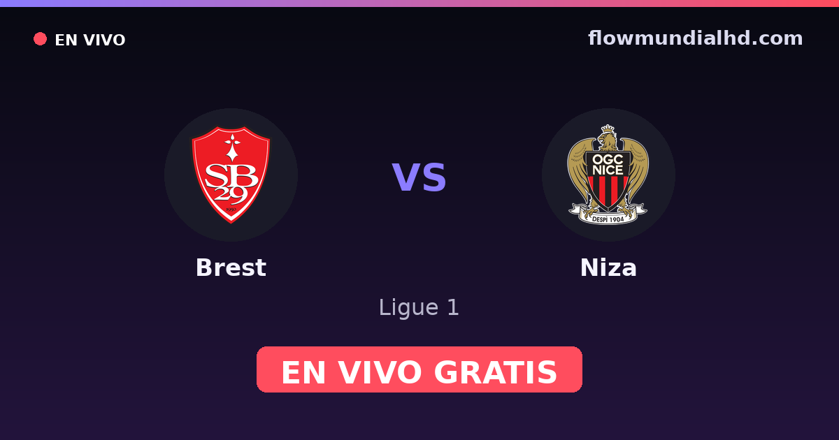 Brest vs Niza — Ligue 1 · historial y dónde ver en vivo gratis en FlowMundial HD