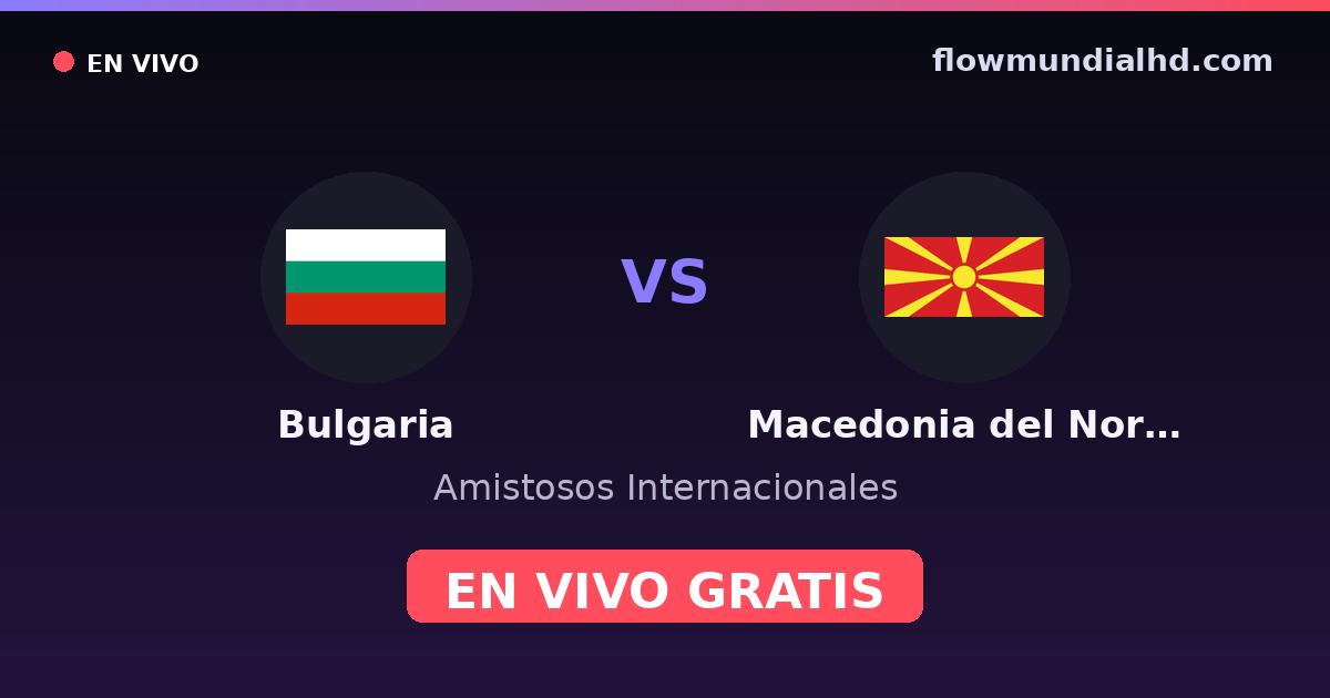 Bulgaria vs Macedonia del Norte — Amistosos Internacionales, UEFA Nations League · historial y dónde ver en vivo gratis en FlowMundial HD