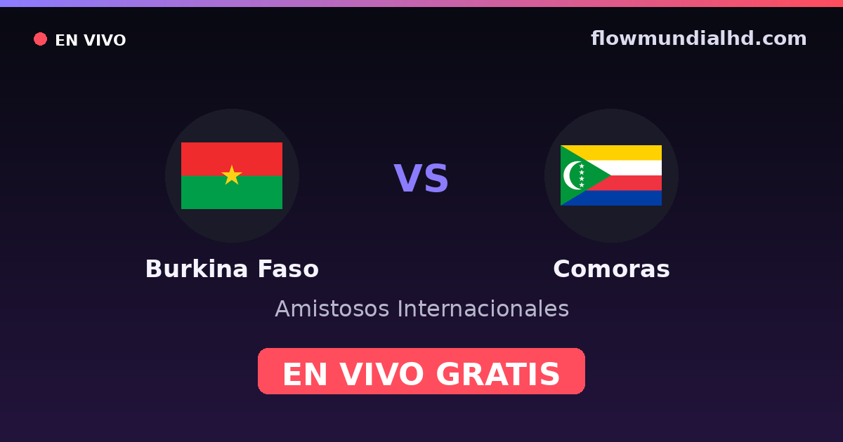 Burkina Faso vs Comores — Matchs amicaux internationaux, Qualifications CAN · historique et où regarder en direct gratuitement sur FlowMundial HD