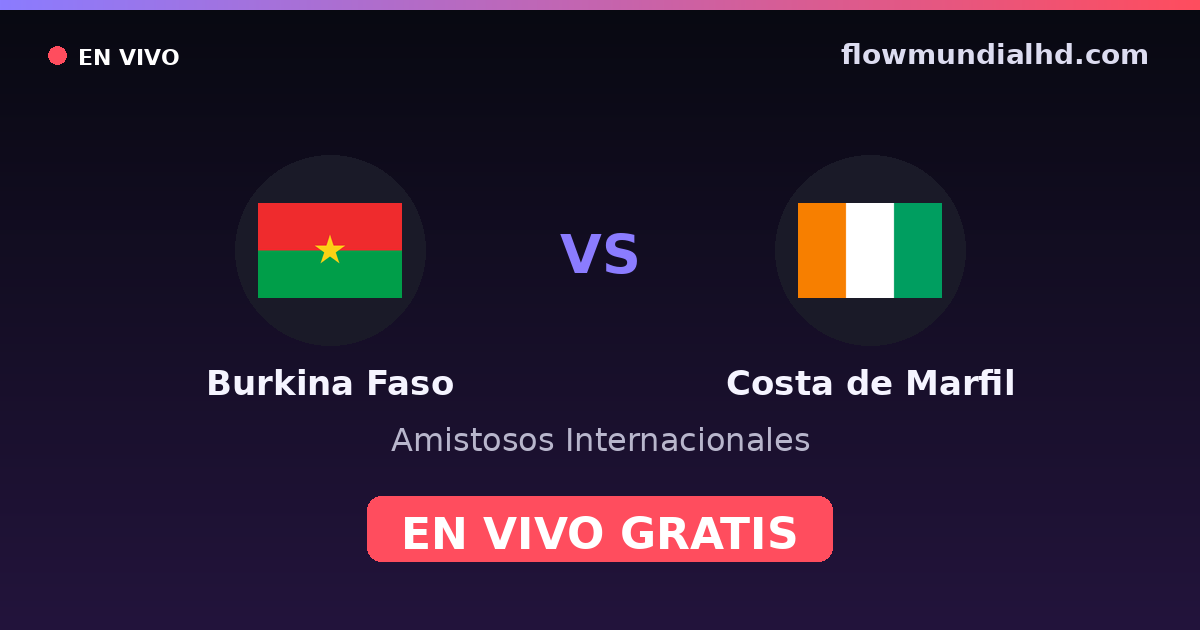 Burquina Faso vs Costa do Marfim — Amistosos Internacionais, Copa Africana de Nacoes · histórico e onde assistir ao vivo grátis na FlowMundial HD