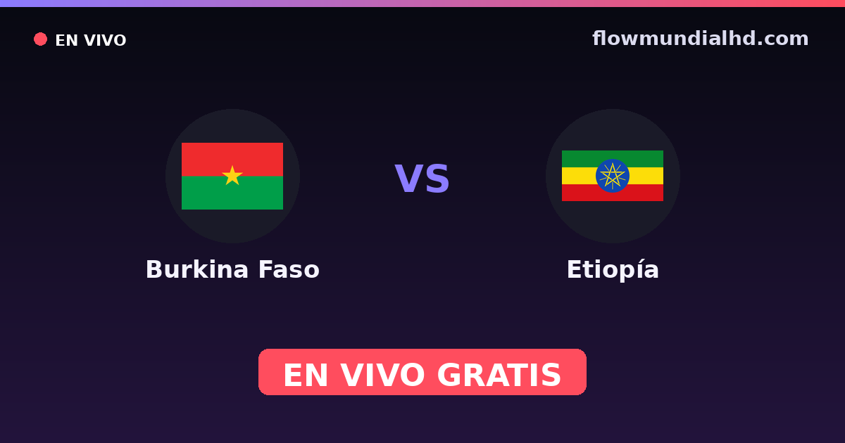 Burquina Faso vs Etiópia — World Cup Qual. CAF , Copa Africana de Nacoes · histórico e onde assistir ao vivo grátis na FlowMundial HD