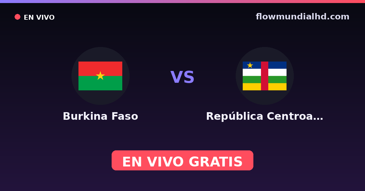 Burkina Faso vs Zentralafrikanische Republik — Afrikanische Nationenmeisterschaft, Afrika-Cup-Qualifikation · Bilanz und wo man live und kostenlos zusehen kann auf FlowMundial HD
