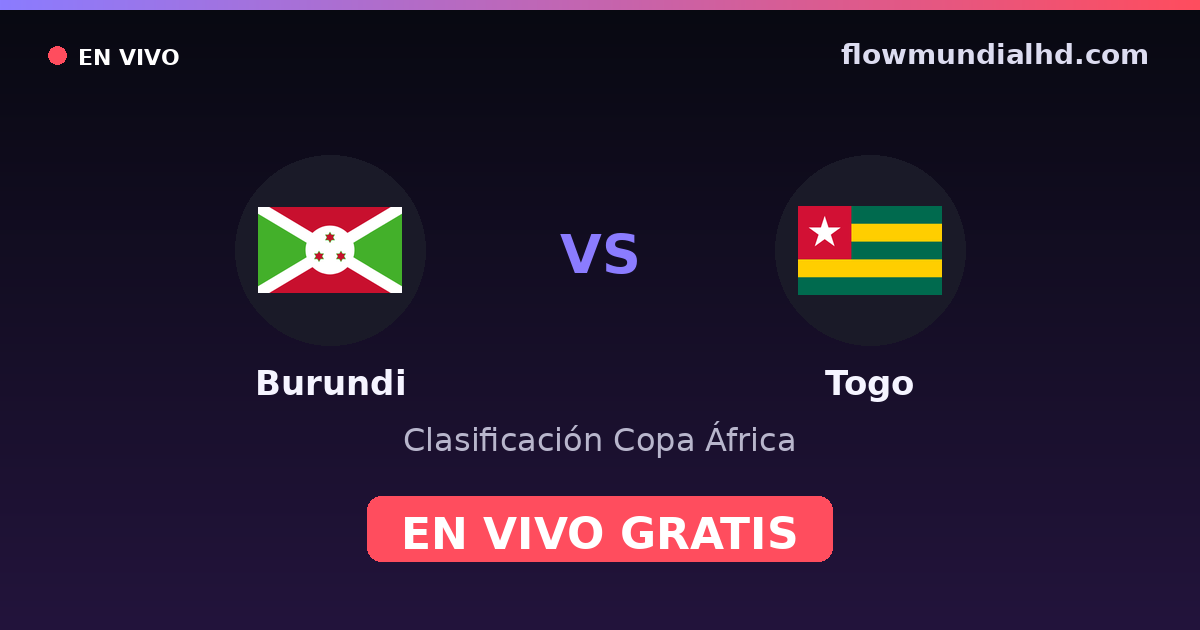Burundi vs Togo — Clasificación Copa África · historial y dónde ver en vivo gratis en FlowMundial HD