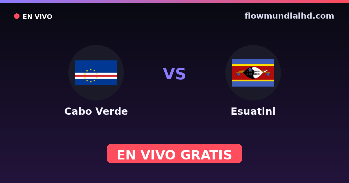 Cabo Verde vs Esuatini — World Cup Qual. CAF , Clasificación Copa África · historial y dónde ver en vivo gratis en FlowMundial HD