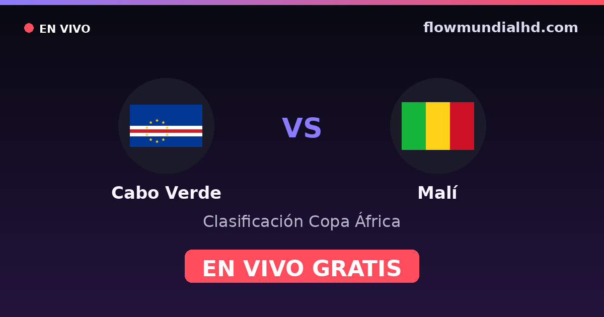 Cabo Verde vs Malí — Clasificación Copa África · historial y dónde ver en vivo gratis en FlowMundial HD