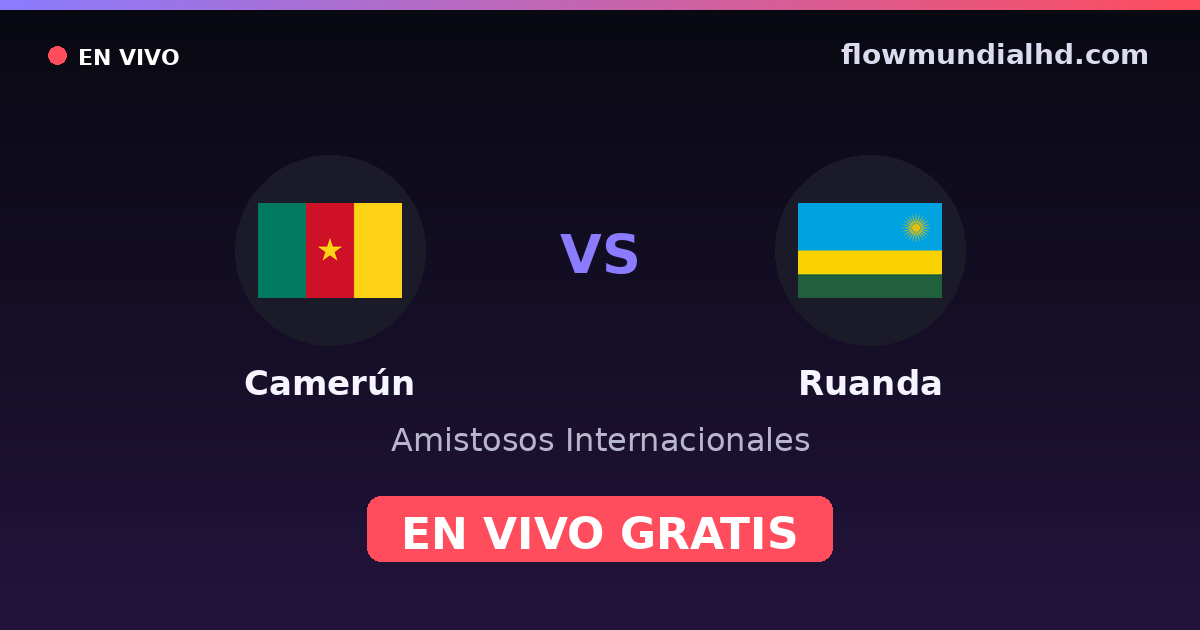 Camerún vs Ruanda — Amistosos Internacionales, Clasificación Copa África · historial y dónde ver en vivo gratis en FlowMundial HD