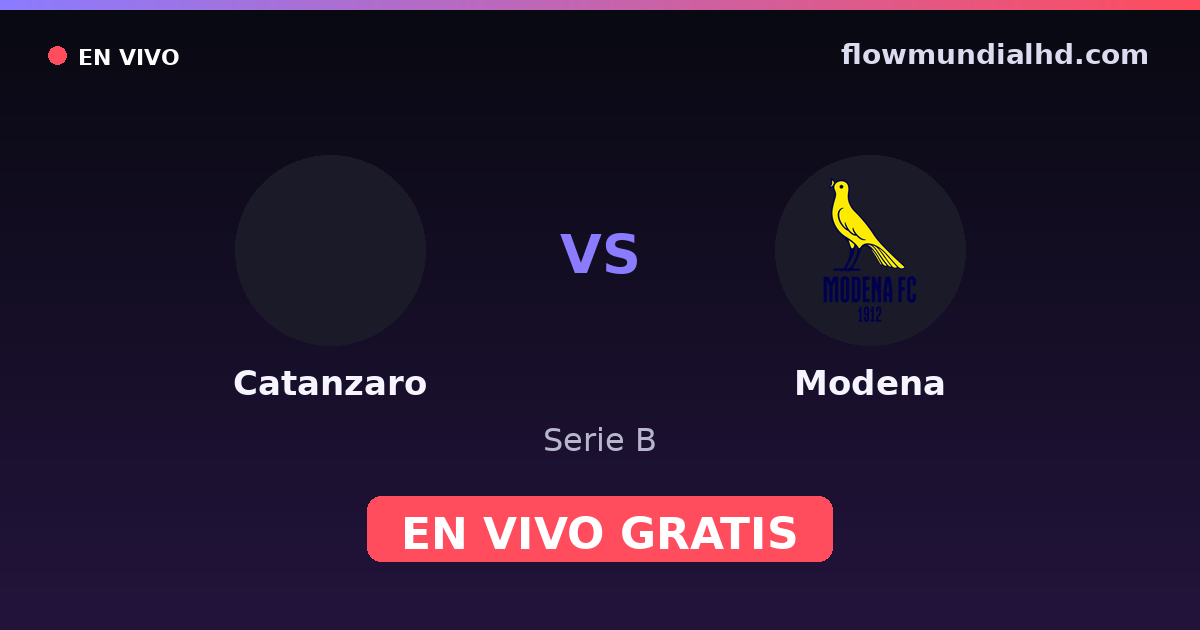 Catanzaro vs Modena — Serie B · historial y dónde ver en vivo gratis en FlowMundial HD