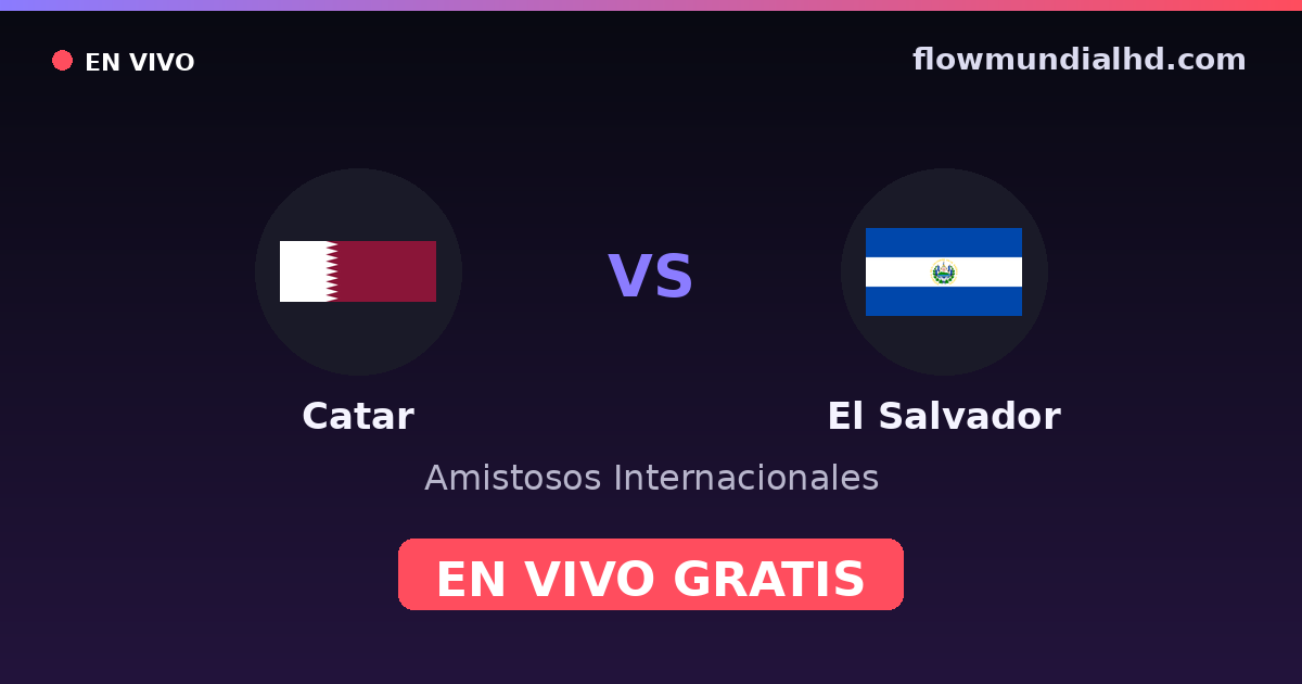 Qatar vs Salvador — Matchs amicaux internationaux, Gold Cup · historique et où regarder en direct gratuitement sur FlowMundial HD