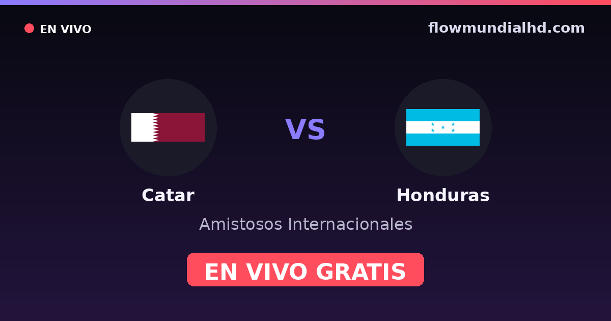Catar vs Honduras — Amistosos Internacionales, Copa Oro · historial y dónde ver en vivo gratis en FlowMundial HD