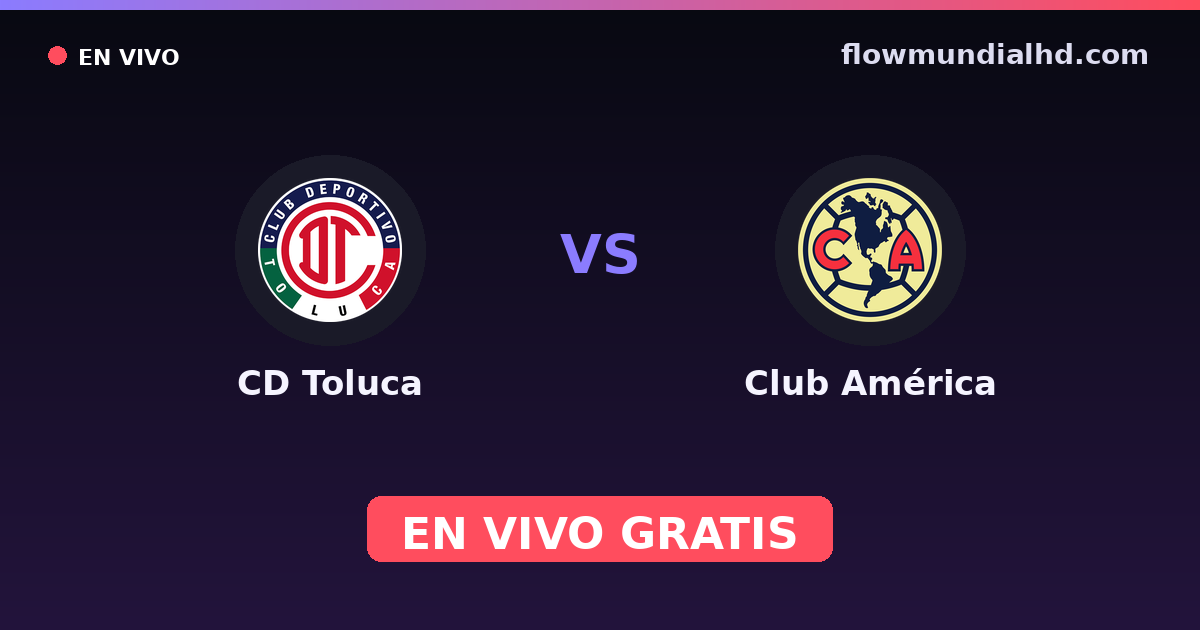 CD Toluca vs Club América — Liga MX, Clausura, Liga MX · historial y dónde ver en vivo gratis en FlowMundial HD