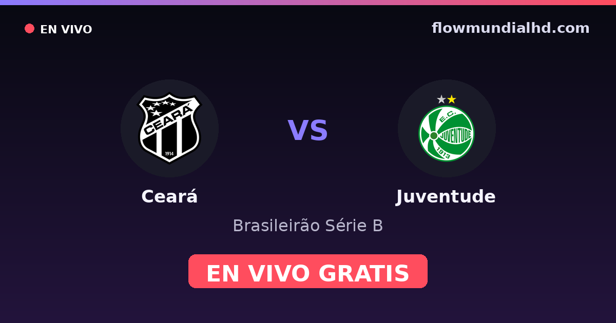 Ceará vs Juventude — Brasileirão Série B · historial y dónde ver en vivo gratis en FlowMundial HD