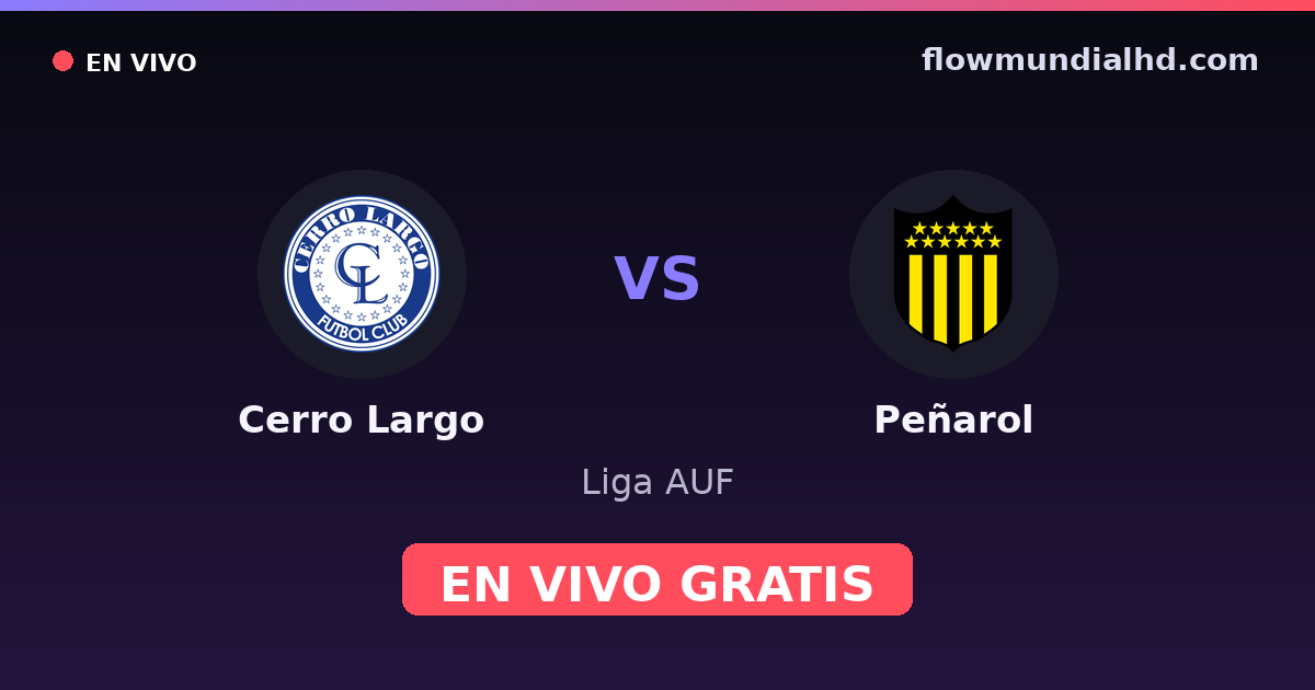 Cerro Largo vs Peñarol — Liga AUF · historial y dónde ver en vivo gratis en FlowMundial HD