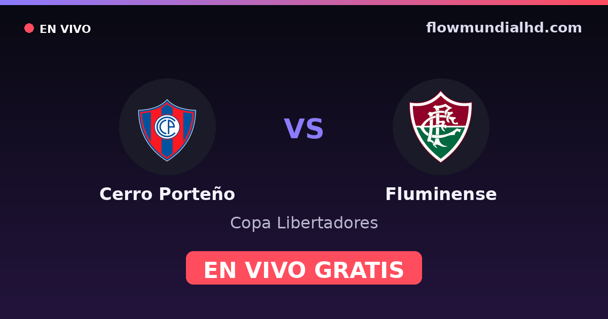Cerro Porteño vs Fluminense — Copa Libertadores · historial y dónde ver en vivo gratis en FlowMundial HD