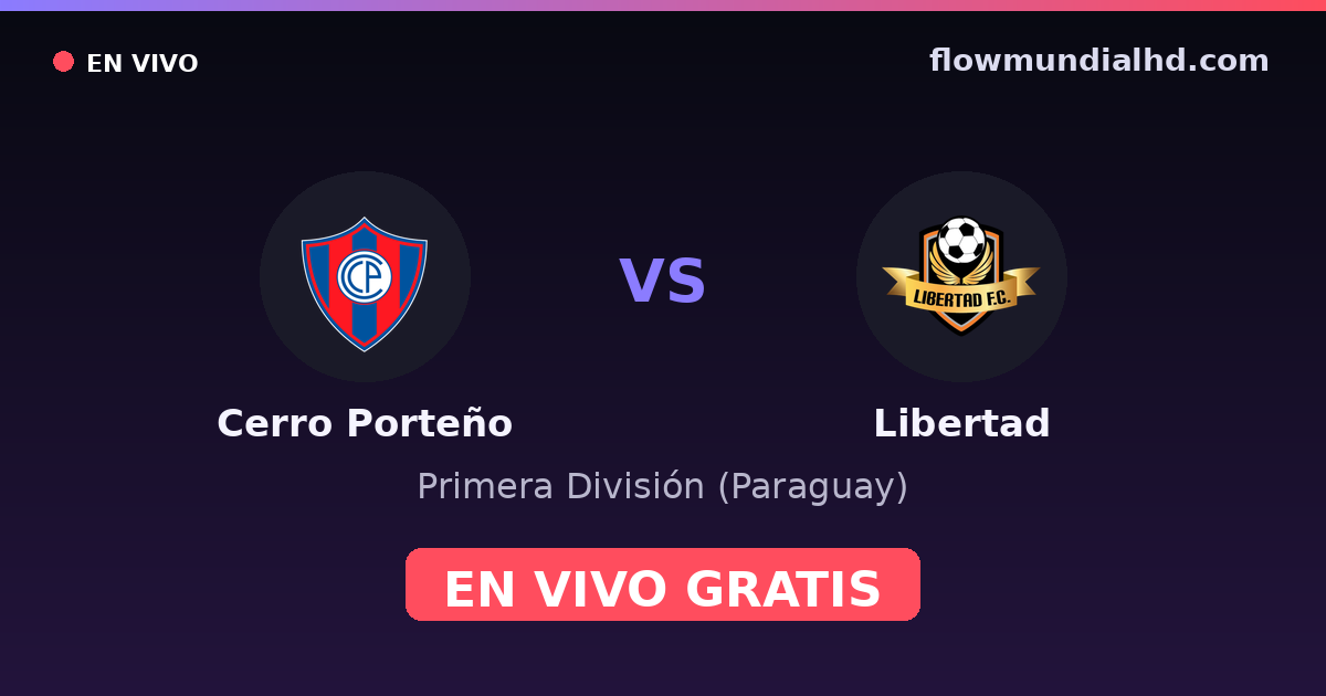 Cerro Porteño vs Libertad — Primera División (Paraguay) · historial y dónde ver en vivo gratis en FlowMundial HD