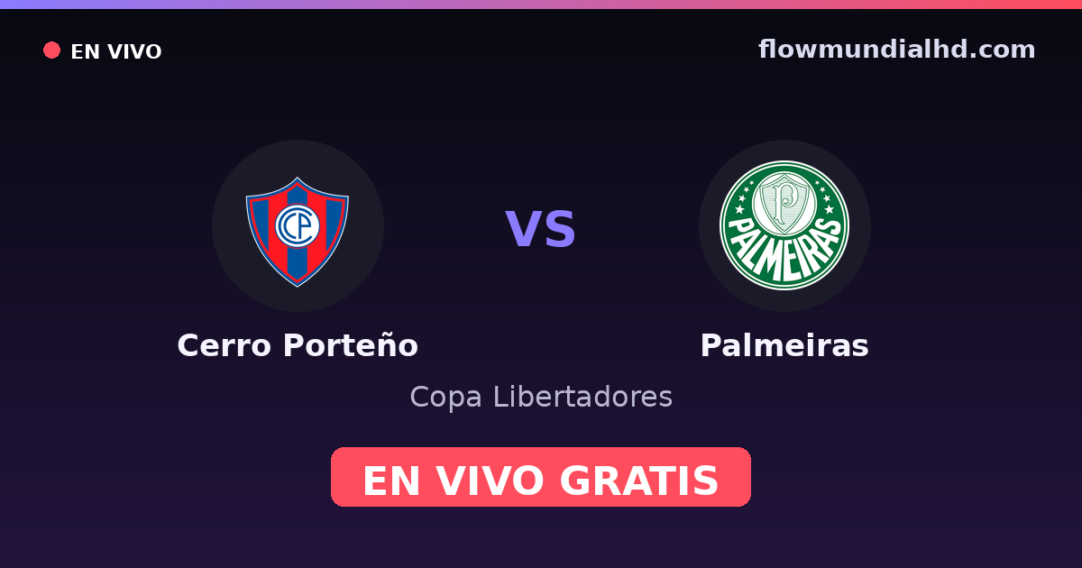 Cerro Porteño vs Palmeiras — Copa Libertadores · Bilanz und wo man live und kostenlos zusehen kann auf FlowMundial HD