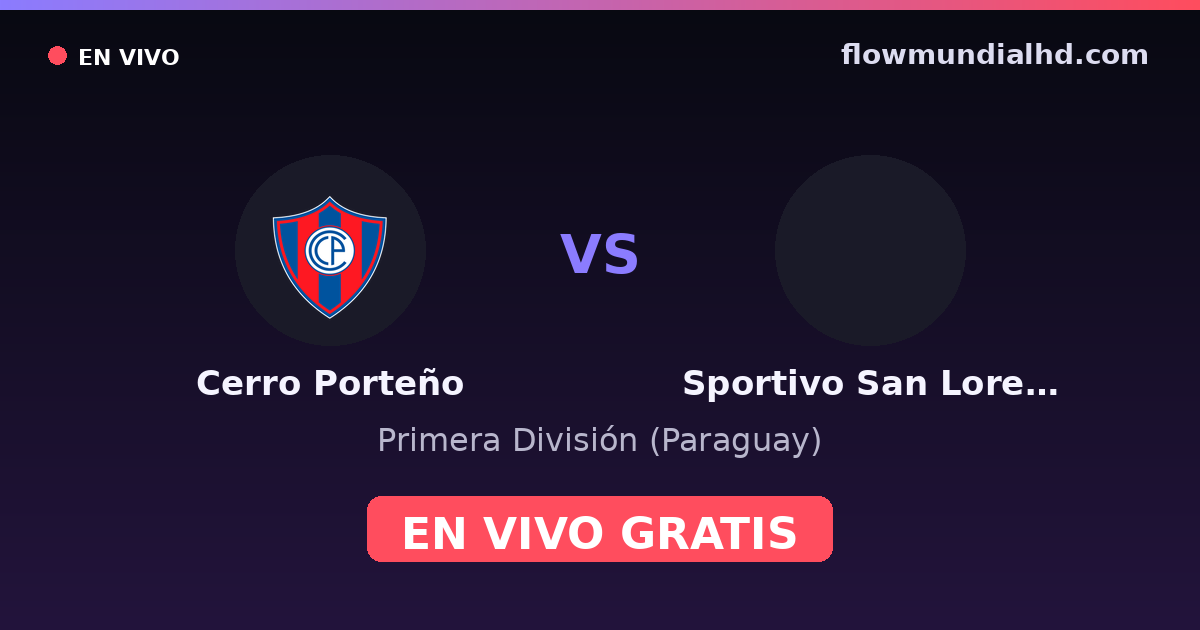 Cerro Porteño vs Sportivo San Lorenzo — Primera División (Paraguay) · historial y dónde ver en vivo gratis en FlowMundial HD