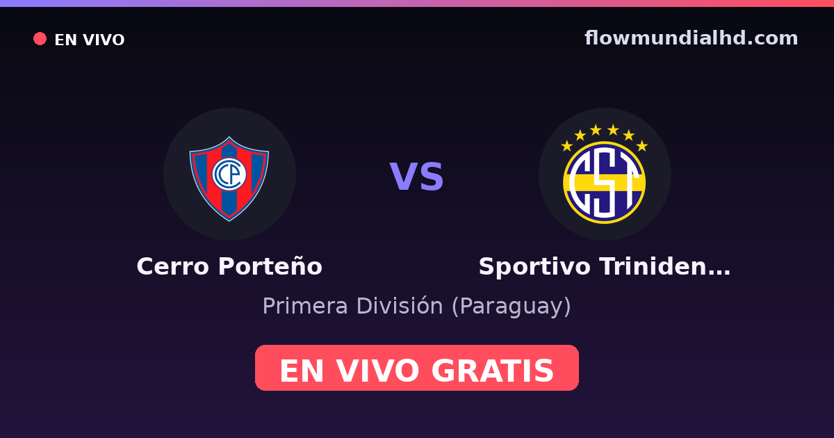 Cerro Porteño vs Sportivo Trinidense — Primera División (Paraguay) · historial y dónde ver en vivo gratis en FlowMundial HD
