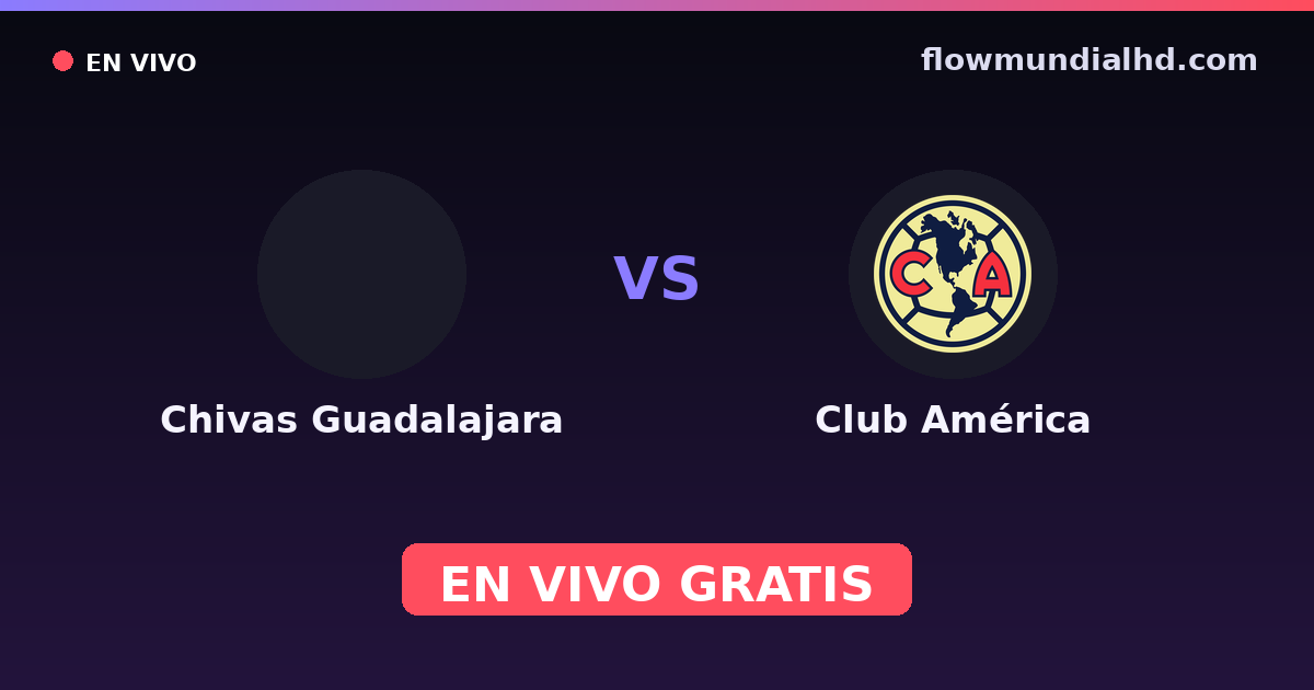 Chivas Guadalajara vs Club América — CONCACAF Champions Cup, Amistosos de clubes · historial y dónde ver en vivo gratis en FlowMundial HD