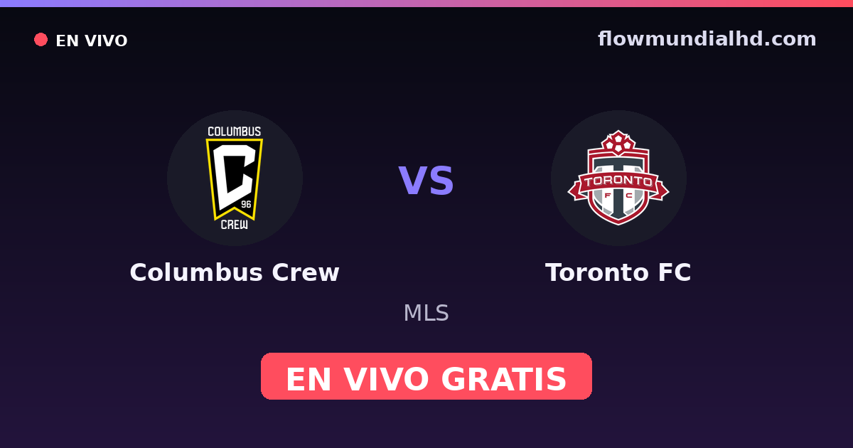 Columbus Crew vs Toronto FC — MLS · historial y dónde ver en vivo gratis en FlowMundial HD
