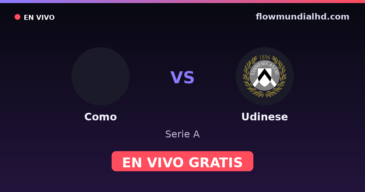 Como vs Udinese — Serie A · historial y dónde ver en vivo gratis en FlowMundial HD