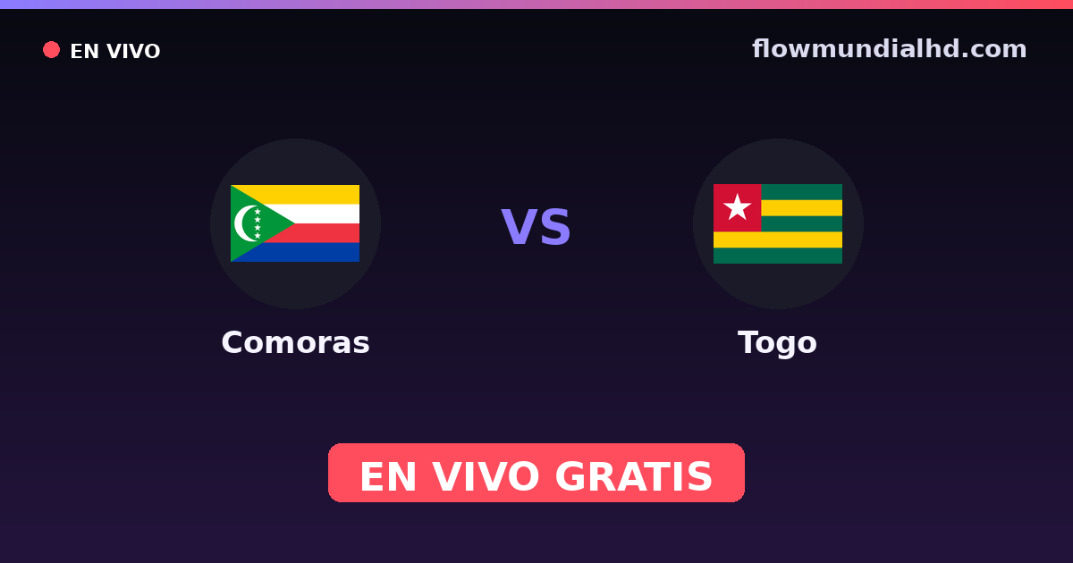 Comoras vs Togo — World Cup Qual. CAF , Amistosos Internacionales · historial y dónde ver en vivo gratis en FlowMundial HD