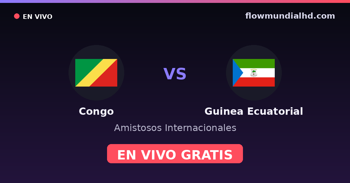 Congo vs Guiné Equatorial — Amistosos Internacionais, Copa Africana de Nacoes · histórico e onde assistir ao vivo grátis na FlowMundial HD