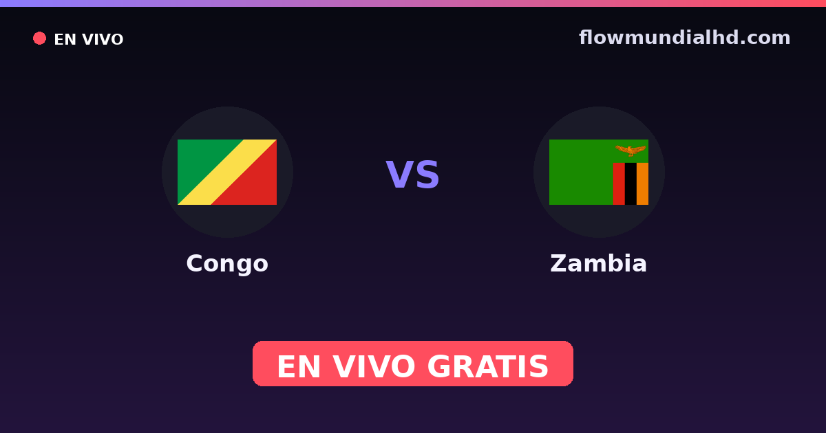 Congo vs Zambia — World Cup Qual. CAF , Clasificación Copa África · historial y dónde ver en vivo gratis en FlowMundial HD