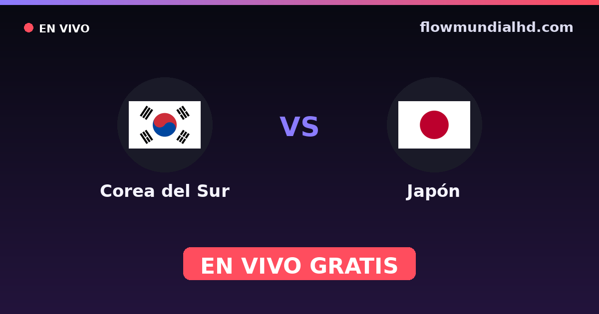Corea del Sur vs Japón — East Asian Championship, Amistosos Internacionales · historial y dónde ver en vivo gratis en FlowMundial HD