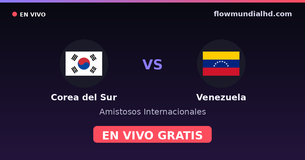 Corea del Sur vs Venezuela — Amistosos Internacionales · historial y dónde ver en vivo gratis en FlowMundial HD
