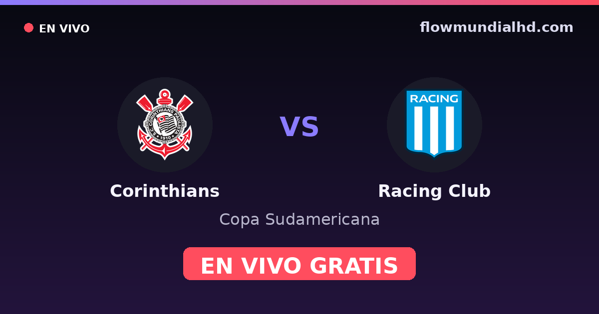 Corinthians vs Racing Club — Copa Sudamericana · histórico e onde assistir ao vivo grátis na FlowMundial HD