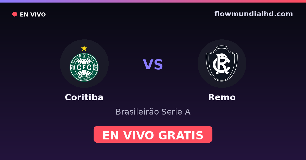 Coritiba vs Remo — Brasileirão Serie A, Brasileirão Série B · historial y dónde ver en vivo gratis en FlowMundial HD
