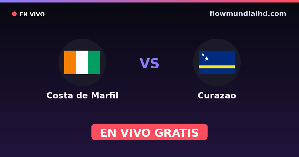 Costa de Marfil vs Curazao — Mundial · historial y dónde ver en vivo gratis en FlowMundial HD