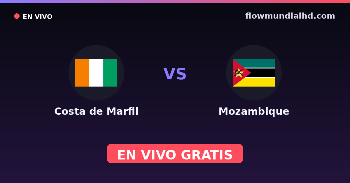 Costa do Marfim vs Moçambique — World Cup Qual. CAF , Copa Africana de Nacoes · histórico e onde assistir ao vivo grátis na FlowMundial HD