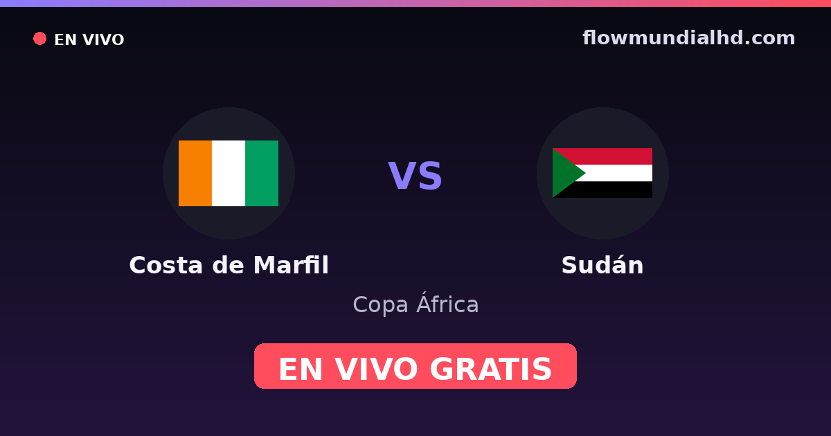 Costa de Marfil vs Sudán — Copa África, Clasificación Copa África · historial y dónde ver en vivo gratis en FlowMundial HD