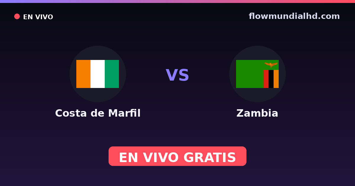 Costa de Marfil vs Zambia — Campeonato Africano de Naciones, Amistosos Internacionales · historial y dónde ver en vivo gratis en FlowMundial HD