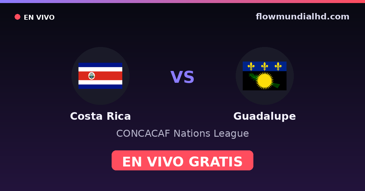 Costa Rica vs Guadeloupe — CONCACAF Nations League, Gold Cup · Bilanz und wo man live und kostenlos zusehen kann auf FlowMundial HD