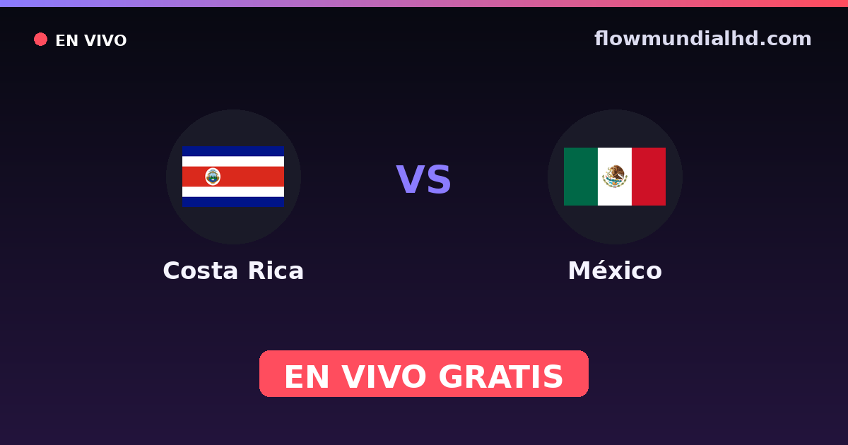 Costa Rica vs México — Eliminatorias CONCACAF al Mundial, Amistosos Internacionales · historial y dónde ver en vivo gratis en FlowMundial HD