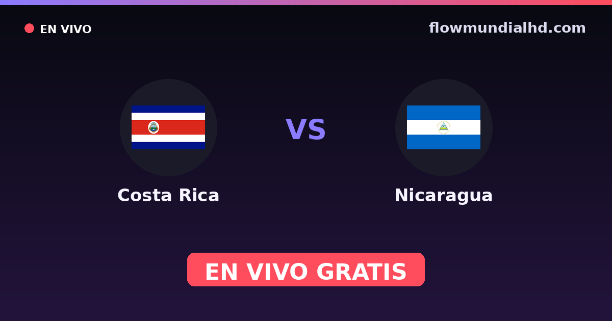 Costa Rica vs Nicaragua — Copa Centroamericana, Eliminatorias CONCACAF al Mundial · historial y dónde ver en vivo gratis en FlowMundial HD