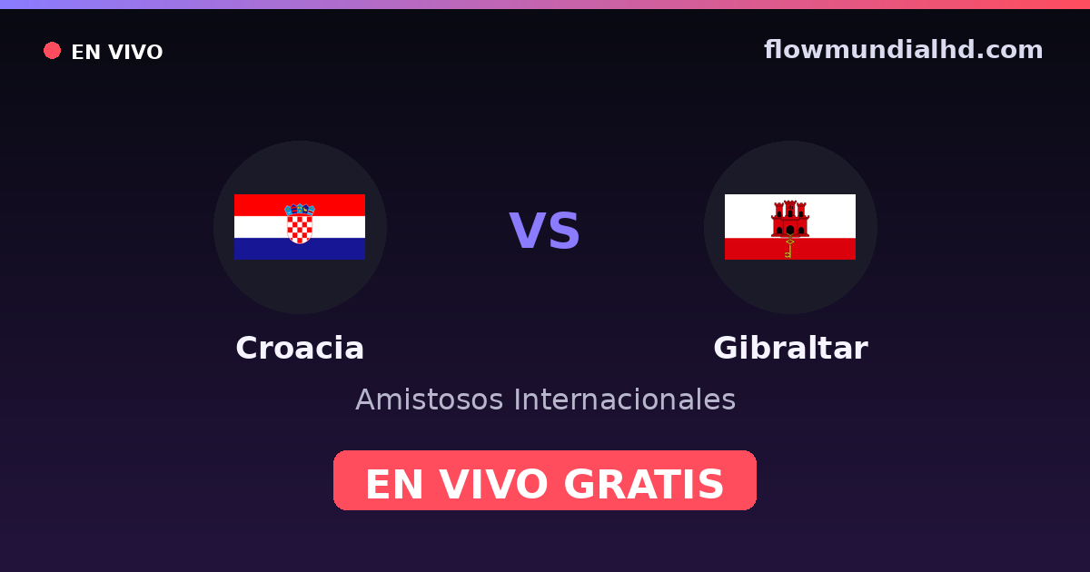 Croacia vs Gibraltar — Amistosos Internacionales, Eliminatorias UEFA · historial y dónde ver en vivo gratis en FlowMundial HD