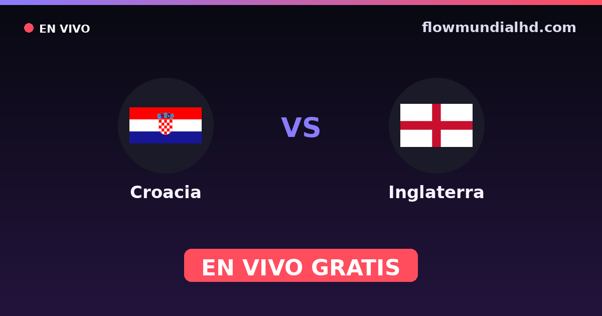 Croacia vs Inglaterra — Mundial, Eliminatorias UEFA · historial y dónde ver en vivo gratis en FlowMundial HD