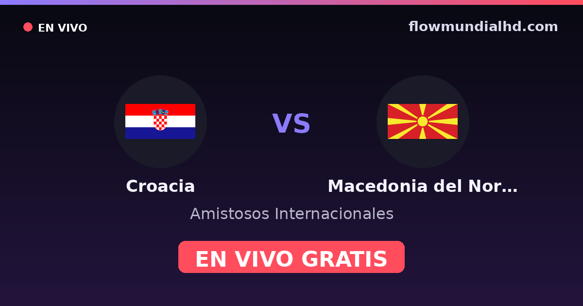 Croacia vs Macedonia del Norte — Amistosos Internacionales, Eliminatorias UEFA · historial y dónde ver en vivo gratis en FlowMundial HD