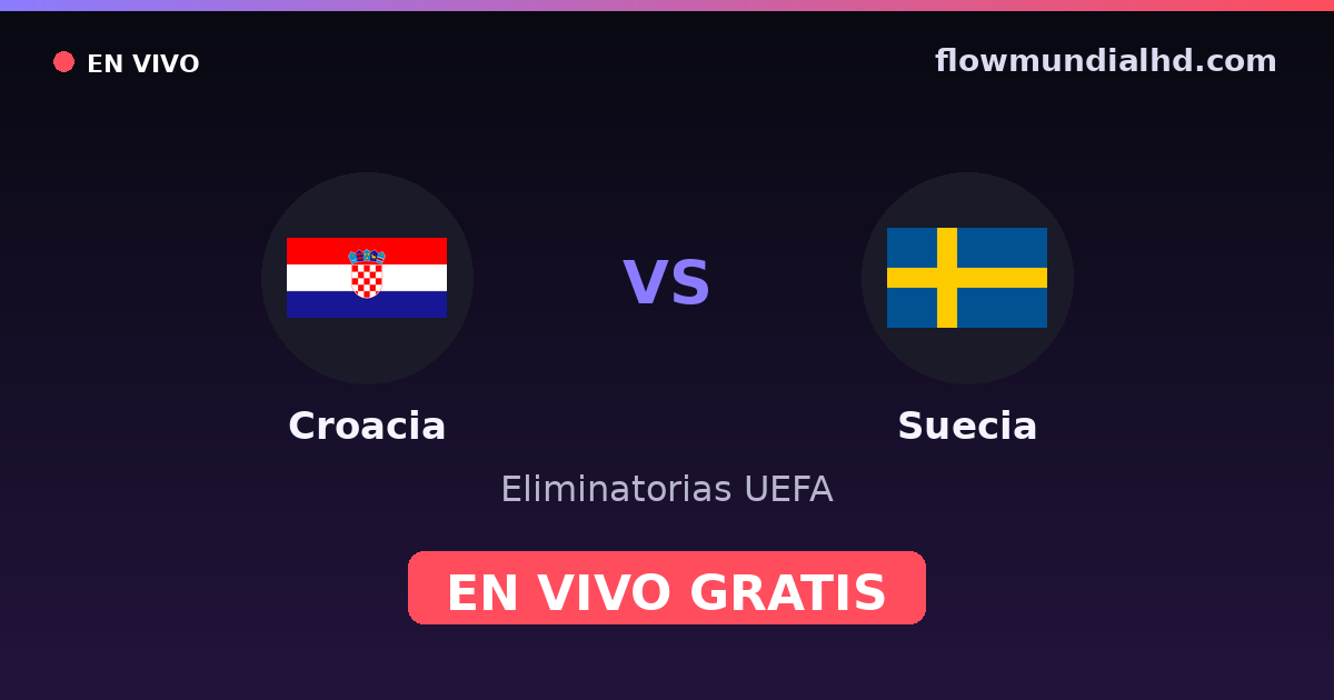Croacia vs Suecia — Eliminatorias UEFA, UEFA Nations League · historial y dónde ver en vivo gratis en FlowMundial HD