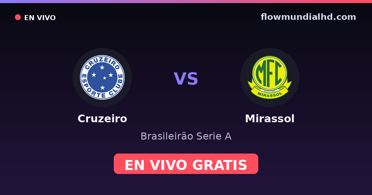 Cruzeiro vs Mirassol — Brasileirão Serie A · head-to-head and where to watch live free on FlowMundial HD